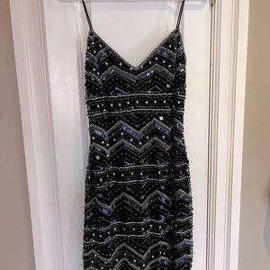 Badgley Mishka Sequin Beaded Cocktail Dress